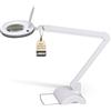 Lumeno LED lampada d'ingrandimento 7215GR con lente in vero vetro da 127 mm, lampada da lavoro e cosmetica, per estetista, hobbisti, ausilio alla lettura, 5 diottrie grigio con treppiede da tavolo