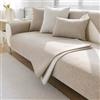 JUNLEBUYI Copridivano Cotone Lino Copri Divano Con Penisola Sinistra/Destra, Copri Braccioli Divano, Universale Moderno Copridivano Antiscivolo 4 3 2 1 Posti Per Soggiorno (90×70cm,Cachi)