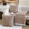 Surwin Jacquard Cuscino Coperta 2 In 1, Coperta da Viaggio Flanella Morbida e Accogliente Trapunta Estivo Supporto per Schiena Cuscino per Divano/Ufficio/Sedia (105x150cm,Colore kaki)