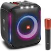 JBL PartyBox Encore Essential Altoparlante portatile per interni ed esterni con luci integrate, Design IPX4 a prova di schizzi, Bassi profondi e 10 ore di riproduzione, Nero