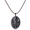 COAI Collana in Pelle da Uomo con Ciondolo Drago in Ossidiana Nera, Collana Uomo Pietre Dure