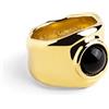 SINGULARU - Anello My Onyx. Ottone Massiccio con Finitura Placcata Oro 18 Kt e Pietra Onice. Gioielli da Donna. Taglia 10