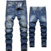 Happy Cherry Jeans Ragazzo Pantaloni Denim Strappati Skinny Bambini Moda Casual Straight Fit Traspirante retrò con Tasche età 15-16 Anni Blu Scuro