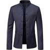 CGLHTATD Giacca Blazer Uomo Vintage Colletto Cinese Elegante Formale Giacca Abito Abbottonato Giacca Abito Nonno Slim Fit Solido Blazer Casual Elegante Formale Giacca Blu Navy XXL