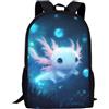 COEQINE Zaino per bambini e bambine, con spallacci regolabili, per computer portatile, per bambini, adulti, viaggi, scuola, biblioteca, arrampicata all'aperto, Blue Axolotl Pink Bubble