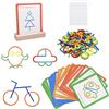 Comzantor Puzzle Creativi in Legno, Giochi Montessori, Giocattoli Educativi, 120 Nastoncini e Anelli in Legno con 20 Carte, Forma Colore Macthing Gioco, Giocattolo per Bambini a Partire Dai 3 anni