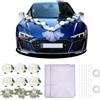 KATLKIU Set di decorazioni floreali per auto da matrimonio, composto da 9 rose con ventosa, 2 nastri in tulle da 160 cm, 12 nastri e 2 rotoli di nastro adesivo, adatto alla maggior parte dei modelli di auto.