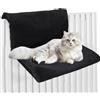 Jokapy Amaca per Gatti Termosifone Cuccia Gatto Termosifone con Morbida e Calda Coperta di Peluche Lavabile Felpata Letto per Gatto da Appendere Amaca da Finestra per Gatti per Animali (Nero, Piazza)