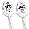 DIKARIYA Regali di Coppia Mr e Mrs, Cucchiaini da Caffè Acciaio Inossidabile con Incisione Miglior Mr Right Mrs Always Right, Ideali Idee Regalo Coppie per Anniversario Matrimonio per Sposa e Sposo