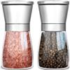 KITDAHOM 2 Pezzi Macina Pepe - Macina Sale e Pepe, Materiali in Acciaio Inox e Vetro, con Meccanismo di Macinatura in Ceramica Regolabile, Ideale per Macinare e Ricaricare Sale, Pepe e Peperoncino