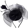 IYOU Fascinatore da Sposa Fiocco Fascia per Capelli Piuma Nero Cerchietti Cocktail Tè Party Accessori Capelli per Donne