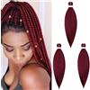 Cybelleza Treccine Capelli Extension Pre Stretched Braiding Hair Pre Allungato Stirato Yaki Professionale Africane Capelli Sintetici Lunghi Sintetici Afro Ombre Crochet 3 Ciocche 65cm Vino rosso