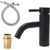 Minnhua Monocomando Miscelatore Rubinetto Bagno Lavabo Acciaio Inossidabile 304 con 2 Tubo Flessibile, Rubinetto per Lavabo, Miscelatore Bagno per Lavandino, WC per Gli Ospiti (Nero)