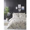 Nuit Des Rêves Elegant Ranforce Double Quilt Cover Set (200 x 200 cm), 100% cotone, crema e grigio, 2 custodie per pillow (80 x 80 cm), lavabile in lavatrice, elegante e confortevole