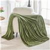 GC GAVENO CAVAILIA Coperta in pile Sherpa, per letto singolo, 130 x 150 cm, in flanella, tinta unita, verde salvia