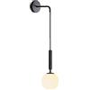 ZTTECH Globo in vetro bianco da 150 mm e metallo nero Applique da parete Lampada da parete a goccia per comodino (Vetro bianco e metallo nero)