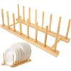 JJiaoLinin Scolapiatti da Appoggio,Scolapiatti Legno Bambu,Supporto per Piatti,Supporti per Piatti in bambù Portapiatti per Armadietti Scolapiatti Legno per Libro,Piatti,Tazze,CD,Bicchiere per Vino