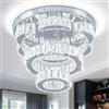 FRIXCHUR 15,7 moderni lampadari in cristallo a fiore a LED a filo a sfioramento Luce a 2 anelli Luci a sospensione Lampadari per soggiorno camera da pranzo camera da letto (bianco fresco)