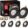 YindaLux Faretto LED da incasso 230V Dimmerabile 5W IP44 Ultrasottile, Foro incasso 68-80 mm, 3000K/4000K/6000K, Orientabile 45°, Faretti da soffitto per Bagno Cucina Nero, Set da 6