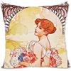 BONNIU Federa Copricuscino Decorativo con Cerniera 40X40 cm Federe Cuscini Velluto Ritratto Ragazza Vintage Art Deco - Mucha - Ete Estate 1903 AL046
