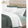 PELLECCHIA 1969 | Set Completo Letto 100% Cotone Percalle Italiano - Morbido Delicato Made in Italy Lenzuolo sopra + sotto con Angoli + Federe (Goccia Verde, Matrimoniale)