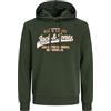 JACK & JONES Jack&Jones JJELOGO Felpa con Cappuccio 2 col 24/25 Noos, Verde Combo, M