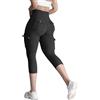 Nuofengkudu Capri Leggins Sportivi Donna Vita Alta 4 Tasche Elasticizzati Palestra 3/4 Cargo Leggings Leggeri Traspirante Comfort Push Up Fitness Estivi Moda Pilates Jogging Streetwear Nero 2XL
