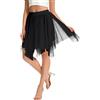 ANTLOOWW Donna Tulle Gonne Irregolare Mini Tutu Gonna Estate Gonna-Estetica Vita Gonne Tulle con Fodera (IT, Testo, Taglia Unica, Regular, Regular, Nero)