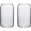 MISNODE Bicchieri, Bicchiere in Vetro con Cannuccia Set da 4 Pezzi, Bicchieri in Vetro a Forma di Lattina, Bicchieri da Birra, Ideale per Cocktail Whisky Vino Frullati Tè Cola(13 once * 2 pezzi)