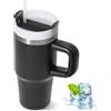 ZAKVOP Tazza Termica con Cannuccia, 410ml Mug Termica con Coperchio e Maniglia, Tumbler Cup da Viaggio, Borraccia Termica (Nero)