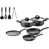 PINTINOX Prima Collection - Batteria da Cucina 11 Pezzi, Set pentole serie Black Antiaderente Induzione