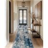 DEFYNEE Tappeto passatoia 60 x 240 cm, antiscivolo, a pelo corto, lavabile, pieghevole, design astratto, per corridoio, cucina, soggiorno e ufficio, grigio blu