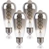 FLSNT Confezione da 4 lampadine E27 equivalenti a 40W 4W ST58 Lampadina LED Vintage 260LM Edison 5000K luce diurna in vetro grigio fumo non dimmerabile
