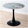 Generic Tavolo da bistrot in marmo, 80 cm, rotondo, con base in metallo, mobili moderni per cucina, sala da pranzo, tavolo da cucina a 4 posti, tavolino da caffè per soggiorno