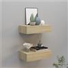 Tidyard 2 ripiani con cassetto da parete, mensola da parete, mensola con cassetti, cassettiere sospese, mensole galleggianti, mensola cubo, colore rovere MDF 40 x 23,5 x 10 cm