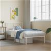Rantry Struttura letto con testiera in metallo, telaio del letto, letto matrimoniale, letto singolo, letto per ragazzi, rete a doghe in metallo, bianco, 80 x 200 cm, per camera da letto, camera degli