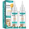 JSBNQRMZ Detergente Auricolare Cani e Gatti,50MLx2 Cura delle orecchie dei cani Gocce per Acari dell Orecchio,Gocce D'acari,Dog Ear Cleaner,Stop Prurito Rimuovere Earwax,Pulisce,Deodora,Elimina Gli Odori
