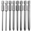Mesee Set di 8 punte per cacciavite a croce magnetiche con asta esagonale da 6,35 mm, set di punte per cacciavite a testa Phillips, punta a vite PH0 PH1 PH2 in acciaio S2-75 mm