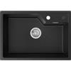 Sofetiy Lavandino Cucina Nero 65x45 cm, Lavello Cucina 1 vasca in Granito, Lavabo Cucina Incasso al mobile 80cm, con Sifone e troppopieno
