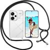 ISOI Cover con Cordino per Xiaomi Redmi Note 13 Pro Plus 5G, Custodia Trasparente con Collana Tracolla Laccio Collo Ultra Sottile Morbido TPU Silicone Antiurto AntiGraffio Antiscivolo Case, Nero