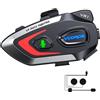 VCOROS Casco Moto Auricolare,VR1 Casco Moto Bluetooth Auricolare per Singola,IPX6 Impermeabile Cancellazione del Rumore per Vivavoce AI Voice Control,Controllo Musica (Hard Mic)