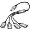 Mygatti Cavo USB splitter 4 porte 0,5 m, tipo A maschio a 4 porte USB A femmina, adattatore splitter USB 2.0, multi cavo multipla porta multipresa Extender,per PC, TV, auto, lampade LED