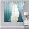 XWZO Set di 2 tende con occhielli e aste, H 145 x 140 cm, sfumature di colore, per camera da letto e soggiorno - Blu