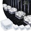 MEDOYOH Set di 4 luci solari in vetro bianco freddo, per esterni, 7 x 7 x 5 cm, sensore di luce on/off, impermeabile, per patio, giardino, cortile, terrazzo
