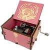 Youtang, Carillon Coraline in legno intagliato, regalo musicale mini, motivo: Sognando, per compleanno/anniversario/San Valentino/Natale (con manovella, colore rosa)