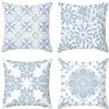 EHOMERY Fodere per Cuscini Pallet Federe Cuscino Divano Vaso Fiori Poliestere Copricuscini E Federe Federe per Cuscini Sedie Copricuscino Orientale Bianco Azzurro 40X40 cm, 4Pcs