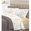 PELLECCHIA 1969 | Set Completo Letto 100% Cotone Percalle Italiano - Morbido Delicato Made in Italy Lenzuolo sopra + sotto con Angoli + Federe (Bouquet Giallo, Matrimoniale)