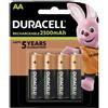 Duracell Batteria ricaricabile Duracell Mignon AA HR6 2500mAh NiMH precaricata (Blister di 4)