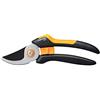 FISKARS Forbici da giardino con lame bypass M, Solid, P321, Cesoie per rami freschi e ramoscelli, Rivestimento antiaderente, Lame in acciaio inox, Lunghezza: 20,1 cm, Nero/Arancione, 1057162