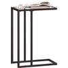HOMCOM Tavolino da Caffè in Vetro e Acciaio a Forma di C, 46x25x63.5 cm, Nero